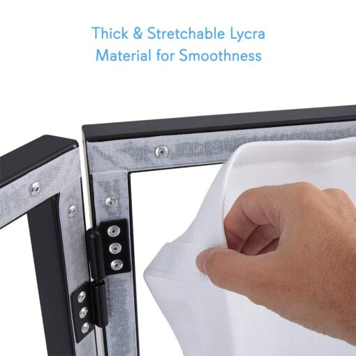 Pyle DJ Booth Foldable Cover Screen - Portable Event Facade Front Board Video Light Projector Display Scrim Panel with Folding Steel Frame Panel Stand, Stretchable Lycra Spandex - PDJFAC10 (White) - Image 3