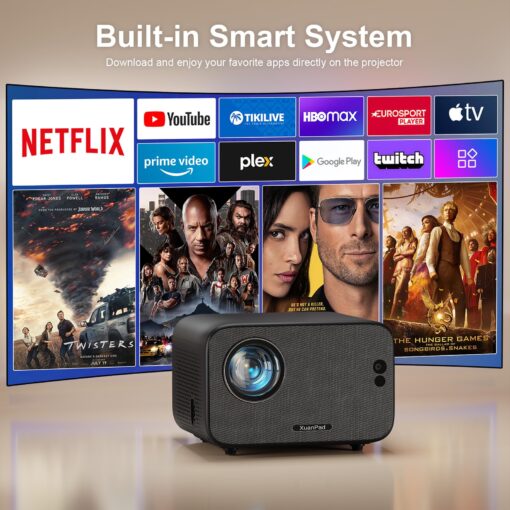 [Netflix Officially & Auto Focus] Mini Projector with WiFi and Bluetooth, XuanPad 4K 1080P Support Portable Projector, 210° Rotatable Stand, Auto Keystone, Dust Removal and Heat Dissipation Design - Image 9