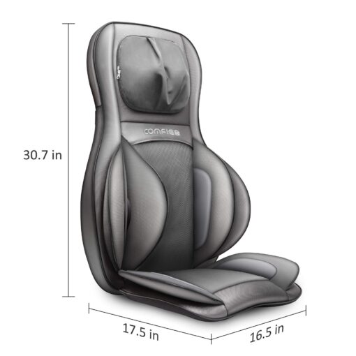 COMFIER Massager Chair with Heat, Shiatsu Neck Back Massager Portable with Compress & Rolling,Massage Chair Pad for Full Back, Neck & Shoulders,Full Body Pain, Gray - Image 3