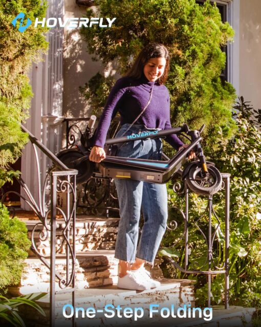 HOVERFLY X3 Electric Scooter for Adults, 10" Solid Tire, Max 18 Mile Range and 20Mph Speed, 500W Motor, with Front Dual Suspension Electric Code Lock, UL2272 Certified Foldable Commuting Escooter - Image 3
