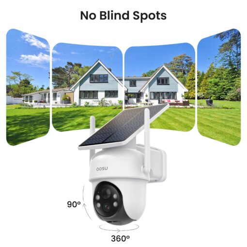 AOSU Security Cameras Outdoor Wireless, 2 Cam-Kit, No Subscription, Solar-Powered, Home Security Cameras System with 360° Pan & Tilt, Auto Tracking, 2K Color Night Vision, Easy Setup, 5G & 2.4G WiFi - Image 6