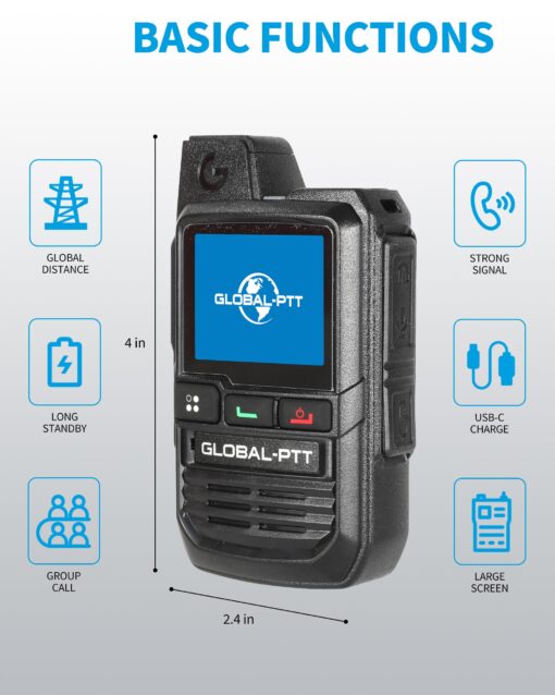 globalptt 2-Pack Global Walkie Talkies with Sim Cards - Handheld PoC Two Way Radios Unlimited Range - Rechargeable PTT Push to Talk Over Cellular Radio Long Range (G0) - Image 4