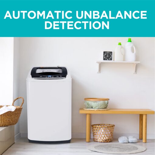 BLACK+DECKER 0.9 Cu. Ft. Portable Washer, 6.6 lb. Capacity Washing Machine for Homes & Apartments, 5 Wash Cycles, Quick Connect Sink Adapter and Drain Hose Included, Transparent Lid & LED Display, BPWM09W, White - Image 5