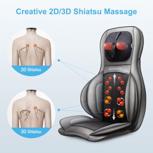 COMFIER Shiatsu Neck Back Massager with Heat, 2D ro 3D Kneading Massage Chair Pad, Full Body Massage Pad, Gifts for Dad Mom - Image 5