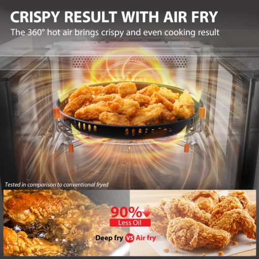 TOSHIBA Air Fryer Combo 8-in-1 Countertop Microwave Oven, with Convection, Broil, Odor Removal Mode, 12.4" Position Memory Turntable, Child-Lock, 1.0 Cu.ft, Black Stainless Steel, ML2-EC10SA(BS) - Image 11