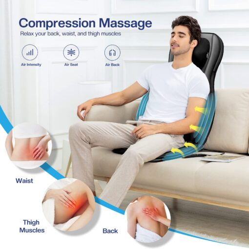 COMFIER Shiatsu Neck Back Massager with Heat,2D/3D Massage Chair Pad with App Control,Deep Tissue Kneading Massage Chair Pad with Compression,Chair Massager for Full Body,Gifts for Mom,Dad, Black - Image 4