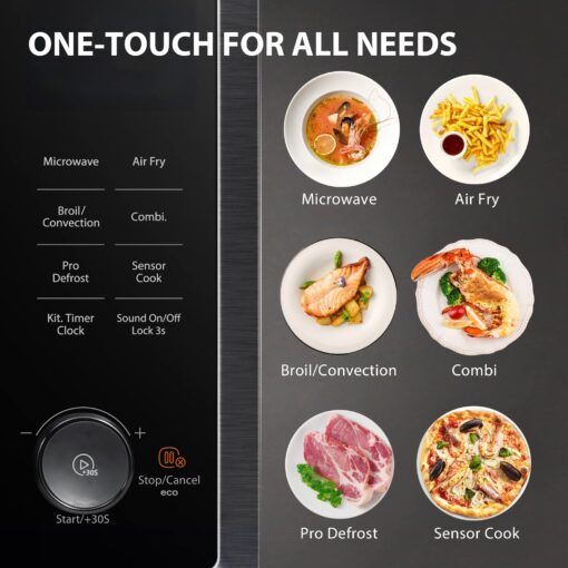 TOSHIBA Countertop Microwave Oven Air Fryer Combo, Inverter, Convection, Broil, Speedy Combi, Even Defrost, Humidity Sensor, Mute Function, 27 Auto Menu&47 Recipes, 1.0 cu.ft/30QT, 1000W - Image 3