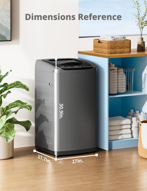 Comfee Portable Washing Machine, 0.9 cu.ft Compact Washer With LED Display, 5 Wash Cycles, 2 Built-in Rollers, Space Saving Full-Automatic Washer - Image 2