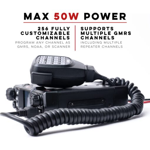 BTECH GMRS-50V2 50W 256 Fully Customizable Channels Mobile GMRS Two-Way Radio. Repeater Compatible, Dual Band Scanning (VHF/UHF), FM, & NOAA Weather Broadcast Receiver - Image 8