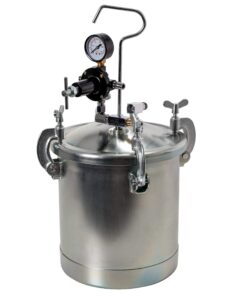 TCP Global 2-1/2 Gallon - (10 Liter) Pressure Pot Paint Tank: Heavy Duty Solid Steel, Clamp on Lid, Regulator & Pressure Gauge, Spray Gun and Hoses - Ideal for Large Volume Painting and Autobody Work
