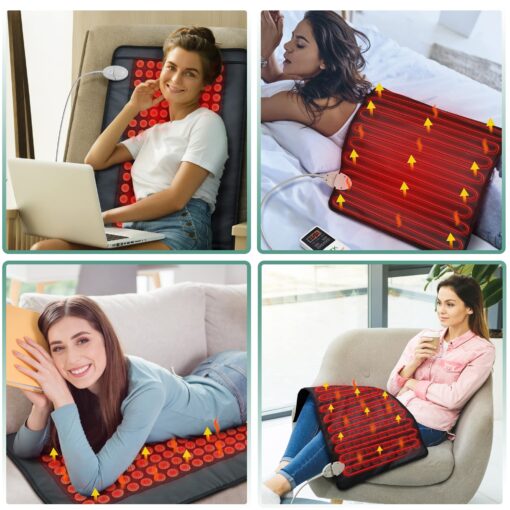 UTK Upgrade Far Infrared Heating Pad for Back, 153 Natural Jades Heating Pad for Pain, More Gemstones & Larger Heat Area, Smart Controller,Memory Function, Travel Bag Included, Medium: 31"x 21" - Image 4