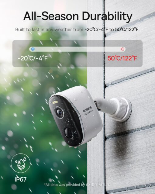 Baseus Wireless Cameras for Home Security, N1 4-Cam Kit with 2K Clarity, No Monthly Fee, 16TB Expandable Local Storage, 210-Day Battery Life, Spotlight & Alarm, Works with Alexa and Google Home - Image 4