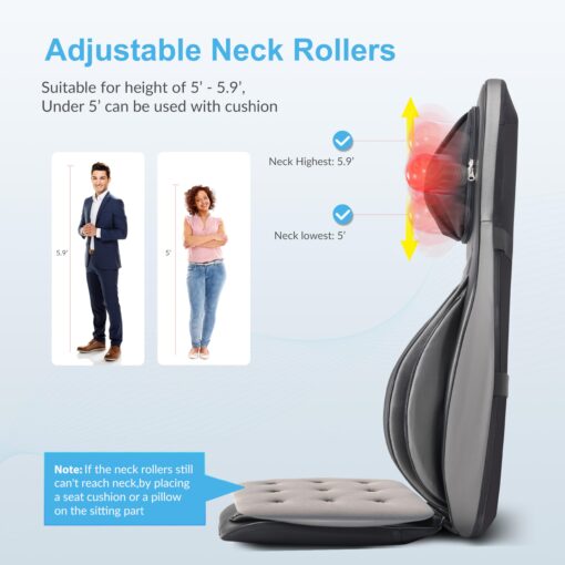 COMFIER Shiatsu Neck Back Massager with Heat, 2D ro 3D Kneading Massage Chair Pad, Full Body Massage Pad, Gifts for Dad Mom - Image 2