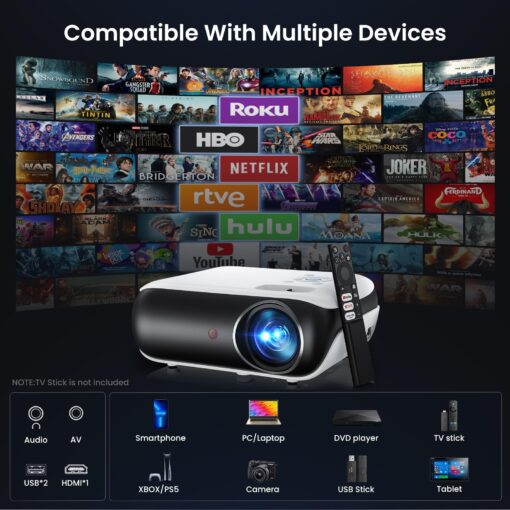 Official Licensed Google TV Smart Projector, HAPPRUN 4K UHD Home Theater with Dolby Sound, Wi-Fi & Bluetooth, Built-in Streaming Apps, Compatible with Games Consoles & Smartphone, Indoor & Outdoor Use - Image 2