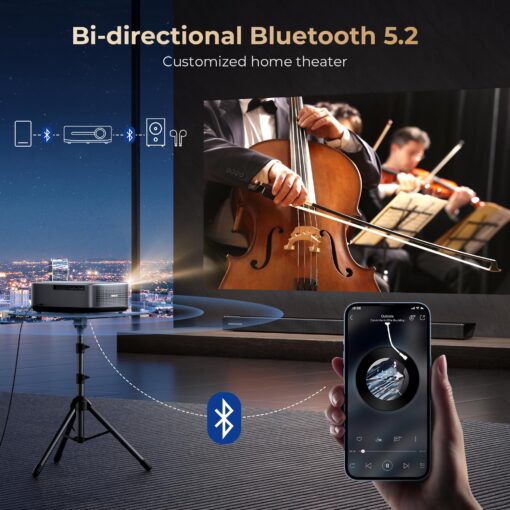 [1000 ANSI & Audio by DBX-TV] Alvar 4K Projector with WiFi 6 and Bluetooth, 30W Speakers, Netflix Certified & DoIby Audio Outdoor Proyector, Auto Focus Native 1080P Smart Projector, Black - Image 4