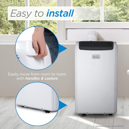 BLACK+DECKER Smart Portable Air Conditioner with Heat, 12,000 BTU ASHRAE 128 (8,000 BTU DOE) Cooling, 9,000 BTU Heating for Rooms up to 550 Sq. Ft., Follow Me Remote, BPACT12HWT, White - Image 3