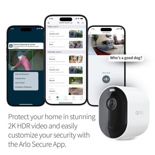 Arlo Pro 5S 2K Spotlight Camera - Wireless Home Security Camera with Spotlight, Color Night Vision, Dual-Band Wi-Fi & 2-Way Audio - White, 3 Pack, VMC4360P - Image 6