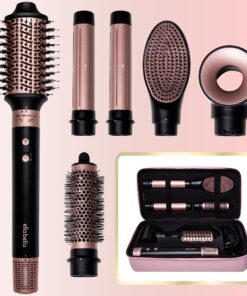 ELLA BELLA® 6 in 1 Professional Hot Air Styler • Powerful Hair Dryer & Straightener Set • Styling Without Heat Damage • Fast Drying Curling Volumizing Straightening • Includes Protective Travel Case