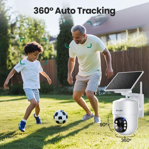 SOLIOM- 5MP Security Cameras Wireless Outdoor, No Subscription,4-Cam Pack, Solar Powered Home Security Camera with 360° Auto Tracking, Pan & Tilt, 3K Color Night Vision,5G & 2.4G Router Compatible - Image 5