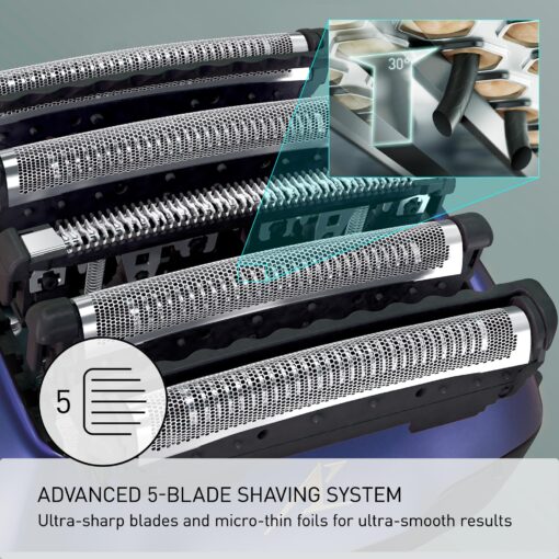 Panasonic ARC5 Electric Razor for Men with Pop-up Trimmer, Wet Dry 5-Blade Electric Shaver with Intelligent Shave Sensor and 16D Flexible Pivoting Head - ES-ALV6HA (Navy) - Image 11