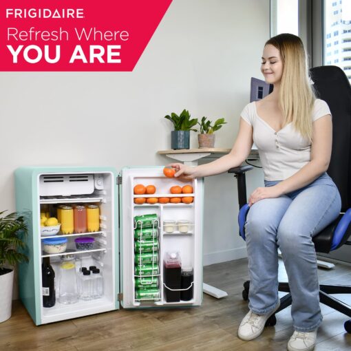 Frigidaire Retro Compact Refrigerator with Chiller, 3.2 cu ft Countertop Fridge, Built-In Bottle Opener, Rounded Corners, Premium, for Office, Bedroom, Dorm Room, Cabin, 18.5D x 20W x 31.5H (Mint) - Image 5