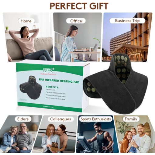 UTK Heating Pad for Neck and Shoulder, Natural Jade and Tourmaline Stones, Auto Shut Off, Memory Function,Temperature Adjustable (Size 23.2" X17.7'') - Image 3