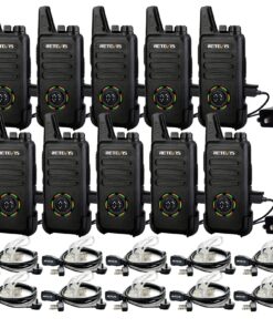Retevis RT22S Walkie Talkies for Adults,2 Way Radio with Earpiece, Portable FRS Two-Way Radios,Channel Display, Mini Rechargeable Walkie Talkie for Church School Retail Restaurant Automotive(10 Pack)