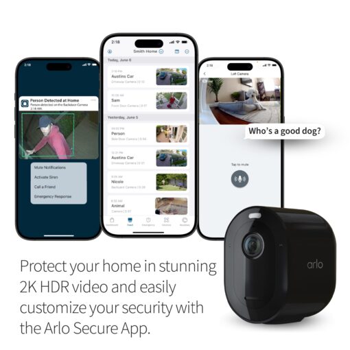 Arlo Pro 5S 2K Spotlight Camera - Wireless Home Security Camera with Spotlight, Color Night Vision, Dual-Band Wi-Fi & 2-Way Audio - Black, 3 Pack, VMC4360B - Image 6