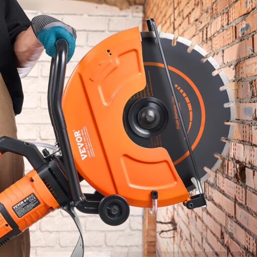 VEVOR Electric Concrete Saw, 16 in, 3200 W 15 A Motor Circular Saw Cutter with Max. 6 in Adjustable Cutting Depth, Wet Disk Saw Cutter Includes Water Line, Pump and Blade, for Stone, Brick Orange - Image 3