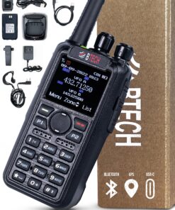 BTECH DMR-6X2 PRO DMR & Analog Two-Way Radio (Bluetooth + GPS) USB-C Battery – 7W VHF/UHF (136-174MHz & 400-480MHz), Encryption, Talker Alias, APRS, Roaming, Voice Recording, with Accessory Kit