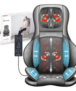 COMFIER Massager Chair with Heat, Shiatsu Neck Back Massager Portable with Compress & Rolling,Massage Chair Pad for Full Back, Neck & Shoulders,Full Body Pain, Gray