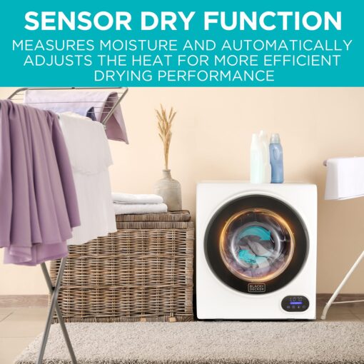 BLACK+DECKER Compact Clothes Dryer, 1.5 Cu. Ft. 850W Electric Dryer, 120V Vented Portable Dryer with Stainless Steel Drum, Mini Dryer for 3.3 lbs. of Laundry for Standard Wall Outlet - Image 2