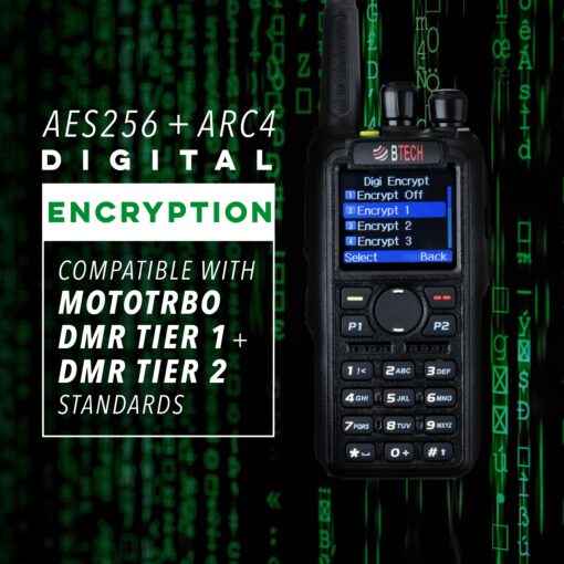 BTECH DMR-6X2 PRO DMR & Analog Two-Way Radio (Bluetooth + GPS) USB-C Battery – 7W VHF/UHF (136-174MHz & 400-480MHz), Encryption, Talker Alias, APRS, Roaming, Voice Recording, with Accessory Kit - Image 4