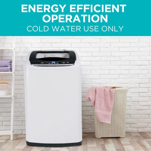 BLACK+DECKER 0.9 Cu. Ft. Portable Washer, 6.6 lb. Capacity Washing Machine for Homes & Apartments, 5 Wash Cycles, Quick Connect Sink Adapter and Drain Hose Included, Transparent Lid & LED Display, BPWM09W, White - Image 6