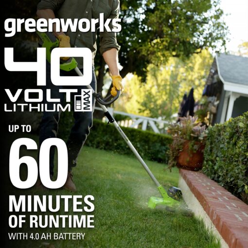 Greenworks ST40B410 Cordless String, 12" Trimmer (4.0Ah), Green & Black - Image 12