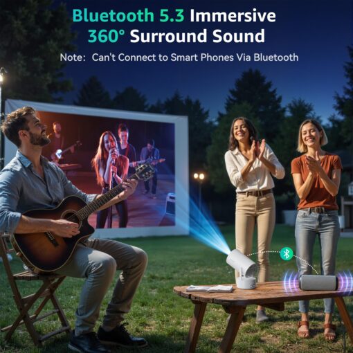 Polocsh Mini Projector, Rechargeable Portable Outdoor Smart Projector with 4K Support, Auto Keystone, Android 11 Small Projector with WiFi and Bluetooth, Electric Focus Home Theater for iphone - Image 3