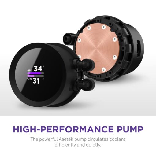 NZXT 360mm AIO CPU Liquid Cooler with Customizable LCD Display, High-Performance Pump, 3 Fans - Black - Image 6