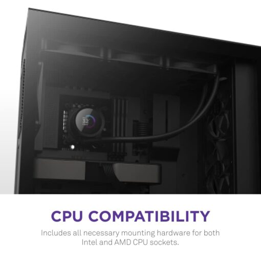 NZXT 360mm AIO CPU Liquid Cooler with Customizable LCD Display, High-Performance Pump, 3 Fans - Black - Image 2