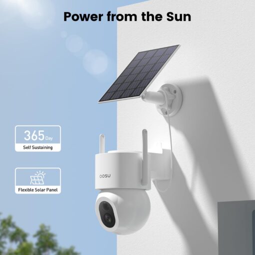 AOSU Solar Security Cameras Wireless Outdoor - 3K 5MP Home Security Camera, 360° Panoramic View, 400-Lumen Floodlight Camera, Color Night Vision, WiFi Camera, Auto Tracking, AI Human Detection(2 Pack) - Image 2