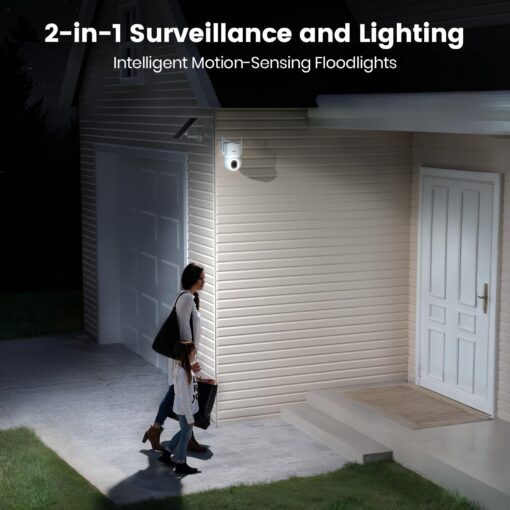 AOSU Solar Security Cameras Wireless Outdoor - 3K 5MP Home Security Camera, 360° Panoramic View, 400-Lumen Floodlight Camera, Color Night Vision, WiFi Camera, Auto Tracking, AI Human Detection(2 Pack) - Image 6