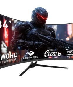 ZZA 34" UltraWide Curved QHD Monitor - Immersive Gaming Experience with 165Hz Refresh Rate, VA Panel, and AMD FreeSync Premium | HDR10 | 99% sRGB | 3440x1440