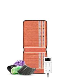 РЕМF Far Infrared Chair Heating Pad - Biomat for Pain Relief and Healing - Pulsed Electromagnetic Field Therapy - Medium Body Mat Auto Shut Off - Amethyst, Tourmaline and Obsidian Gemstones