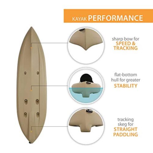 "Lifetime Muskie Angler Sit-On-Top Kayak with Paddle, Tan, 120""" (90508) - Image 6