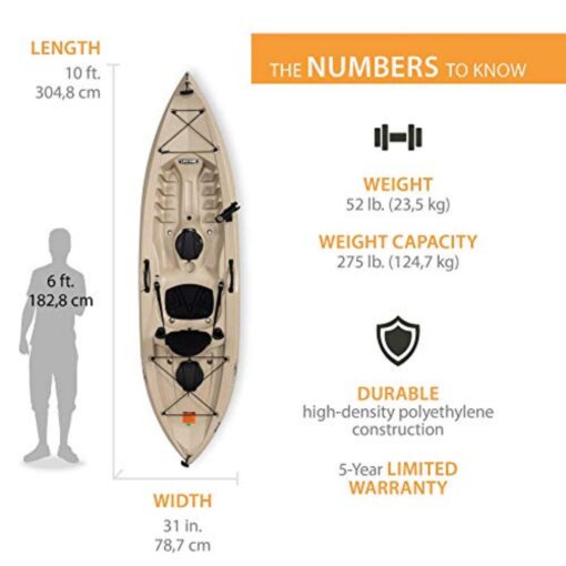 "Lifetime Muskie Angler Sit-On-Top Kayak with Paddle, Tan, 120""" (90508) - Image 7