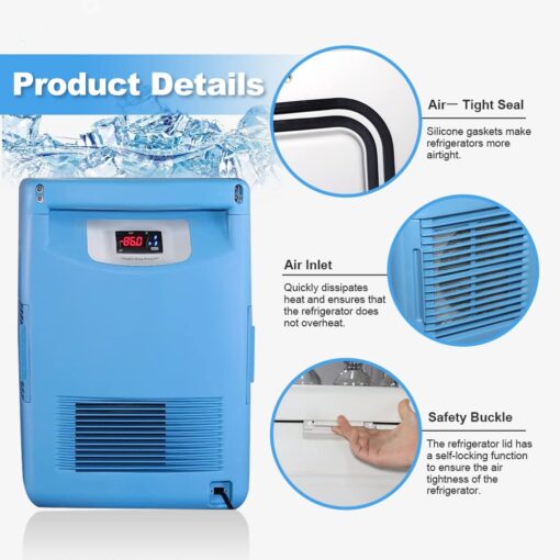 '-123 °F Ultra-Low Temperature Freezer-86°C Portable Lab Cryogenic Freezer 20L Countertop Refrigerator, Samples Flash Freezer for Laboratory Samples Storage,Scientific Research (20L) - Image 6