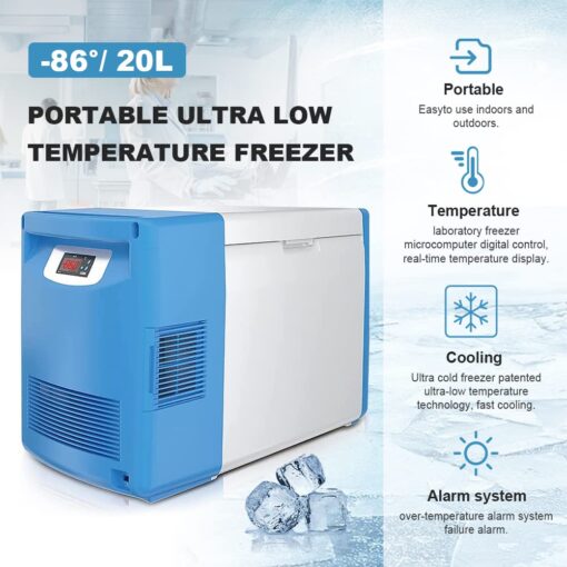 '-123 °F Ultra-Low Temperature Freezer-86°C Portable Lab Cryogenic Freezer 20L Countertop Refrigerator, Samples Flash Freezer for Laboratory Samples Storage,Scientific Research (20L) - Image 9