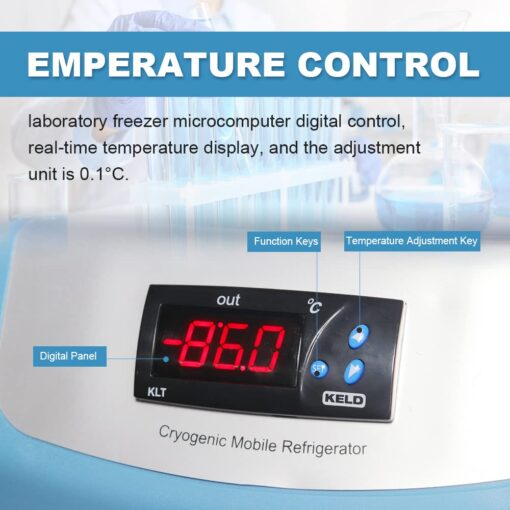 '-123 °F Ultra-Low Temperature Freezer-86°C Portable Lab Cryogenic Freezer 20L Countertop Refrigerator, Samples Flash Freezer for Laboratory Samples Storage,Scientific Research (20L) - Image 4