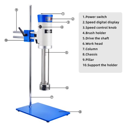 '+UXI Laboratory High Speed Dispersing Homogenizer Emulsifier Capacity 40L (H2O) Water 200-11000r/min 510W Digital Display Blender for Cosmetics/Food/Paints Industry 110V - Image 5