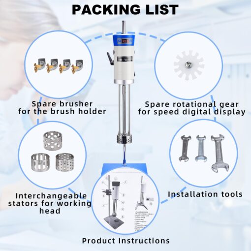 '+UXI Laboratory High Speed Dispersing Homogenizer Emulsifier Capacity 40L (H2O) Water 200-11000r/min 510W Digital Display Blender for Cosmetics/Food/Paints Industry 110V - Image 4