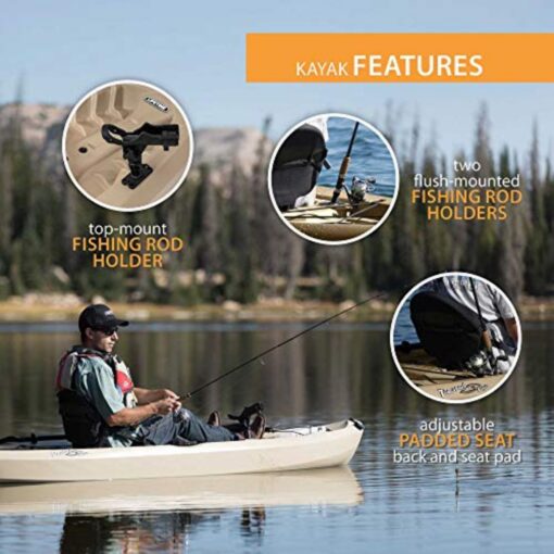 "Lifetime Muskie Angler Sit-On-Top Kayak with Paddle, Tan, 120""" (90508) - Image 3